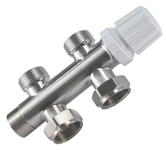 thermostatic 3/4 straight manifold brushed steel