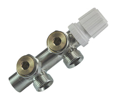 thermostatic 3/4 angled-left manifold brushed steel