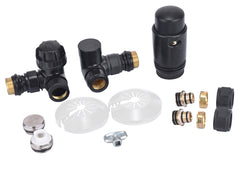 Luxury therm. rad. connection set angled wrong left matte black
