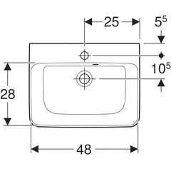 Geberit Renova Plan basin white - 50 x 38 cm - 1 tap hole - with overflow