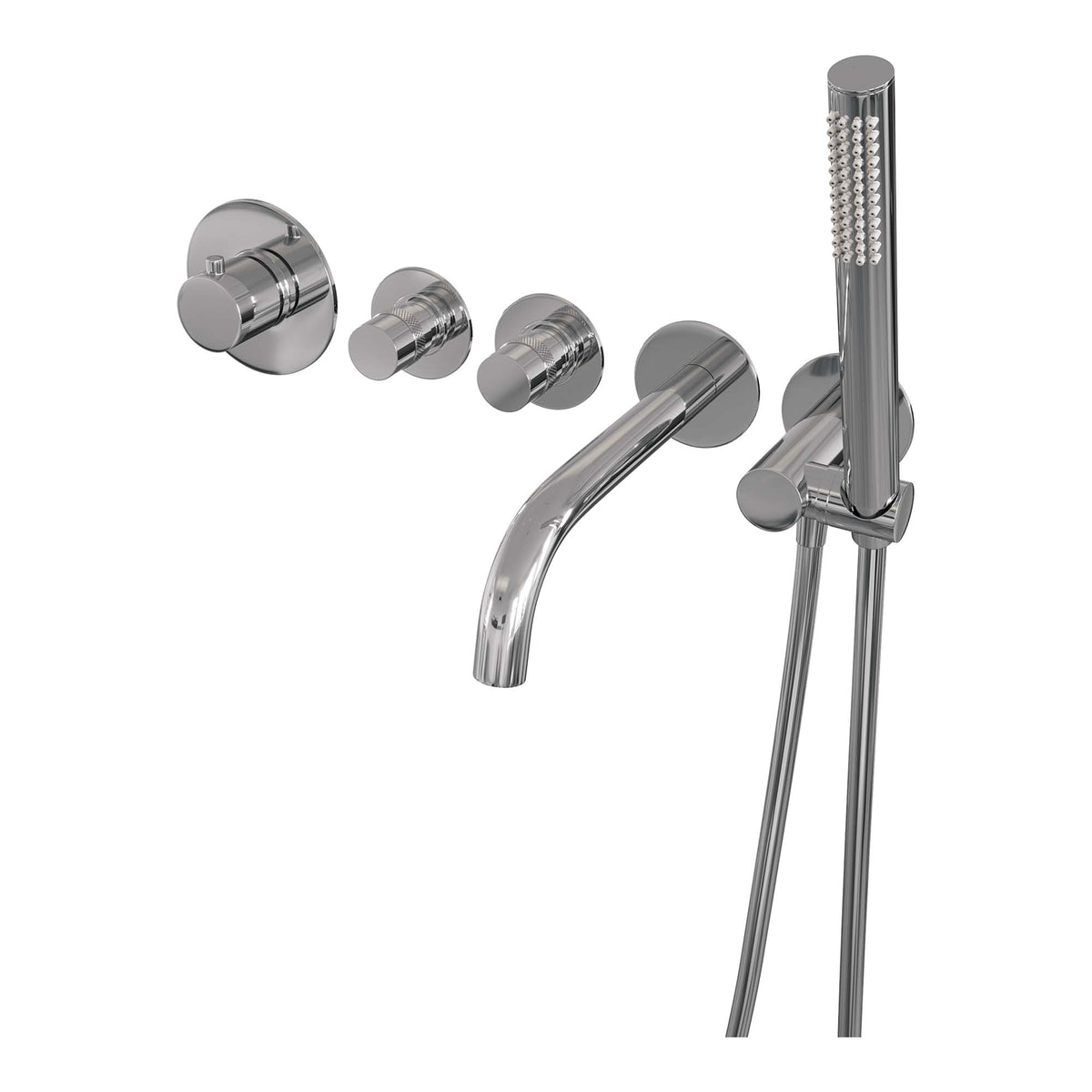 Brauer Black Edition inbouw badthermostaat met uitloop - staafhanddouche - Mat Zwart -  5-S-022