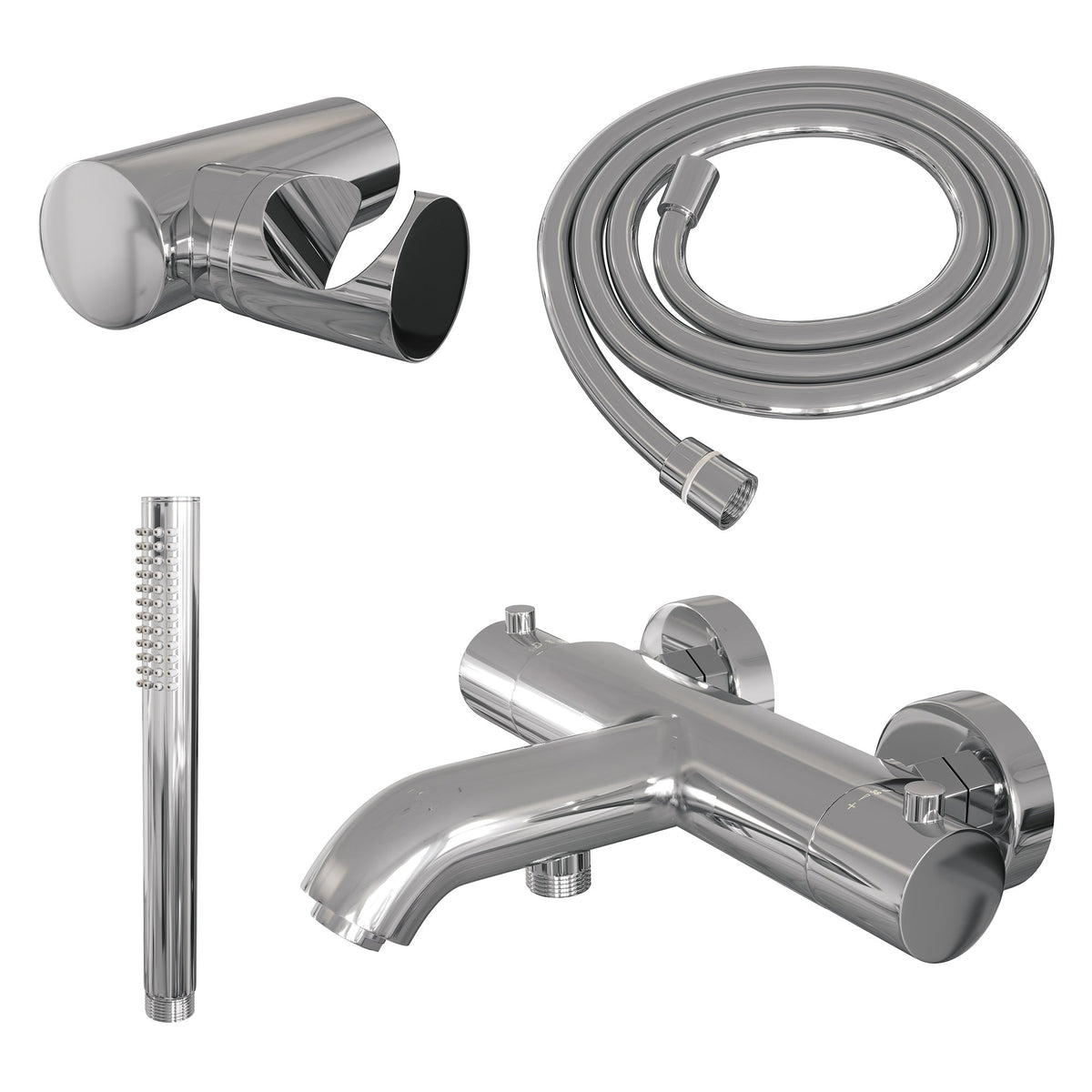 Brauer Edition badthermostaat met badset - staafhanddouche - chroom