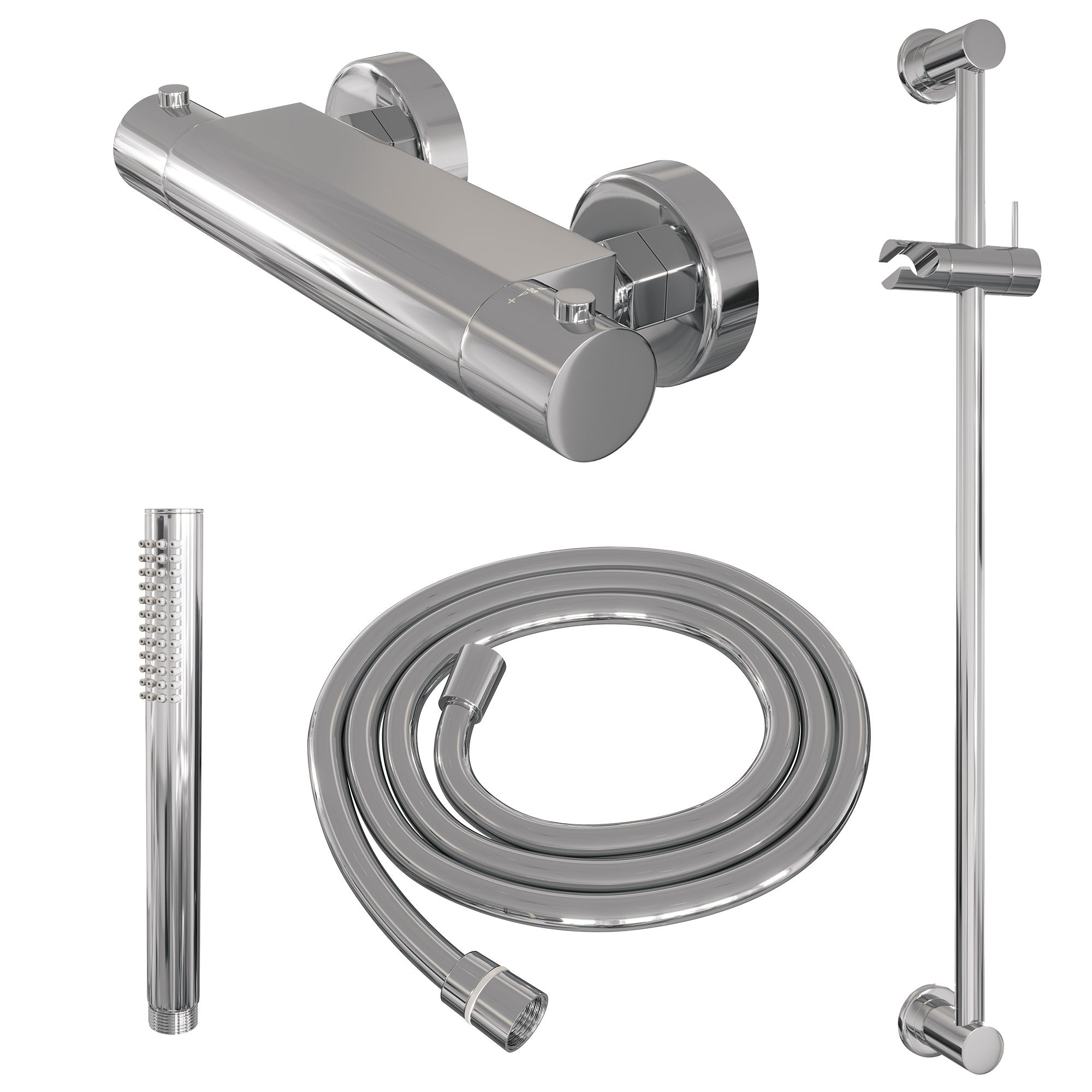 Brauer Brushed Edition glijstangset - staafhanddouche - RVS geborsteld PVD - 5-NG-044-1