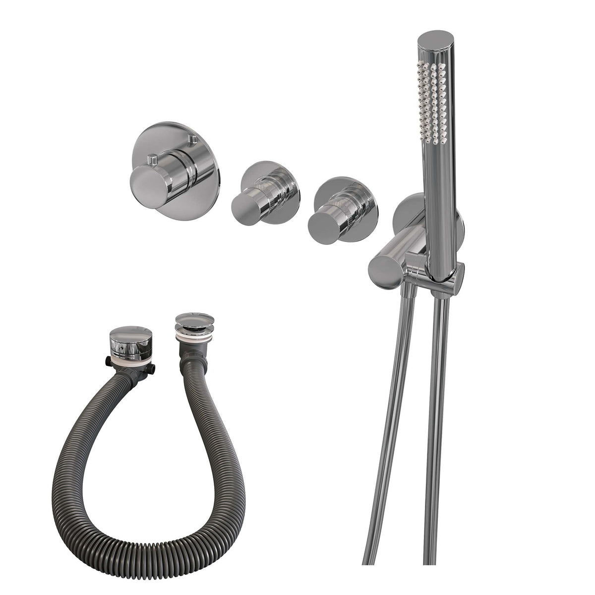 Brauer Edition inbouw badthermostaat met badafvoer/vulcombinatie - staafhanddouche - chroom