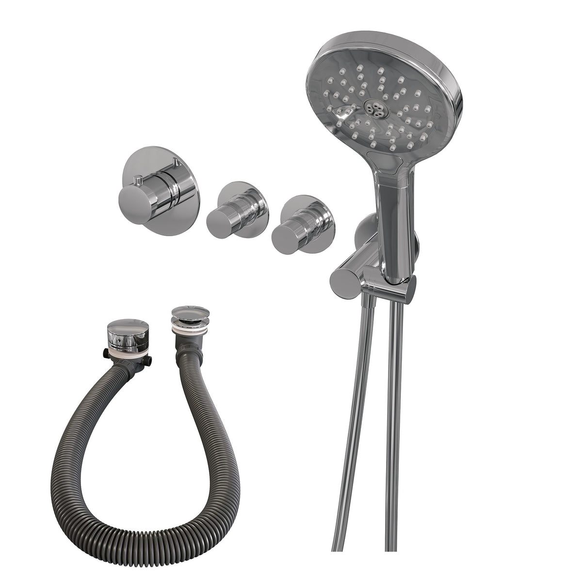 Brauer Edition inbouw badthermostaat met badafvoer/vulcombinatie - ronde handdouche - chroom