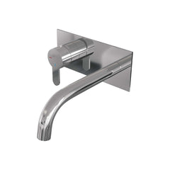 Brauer Edition inbouw wastafelkraan - gebogen uitloop - achterplaat - hendel links - chroom - 5-CE-083-B4