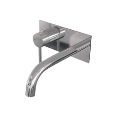 Brauer Carving inbouw wastafelkraan - gebogen uitloop - achterplaat - hendel links - Mat Zwart - 5-S-083-B6