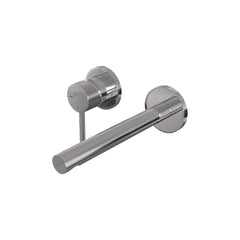 Brauer Carving inbouw wastafelkraan - rechte uitloop - rozetten - hendel links - Geborsteld RVS PVD - 5-NG-083-S6-65