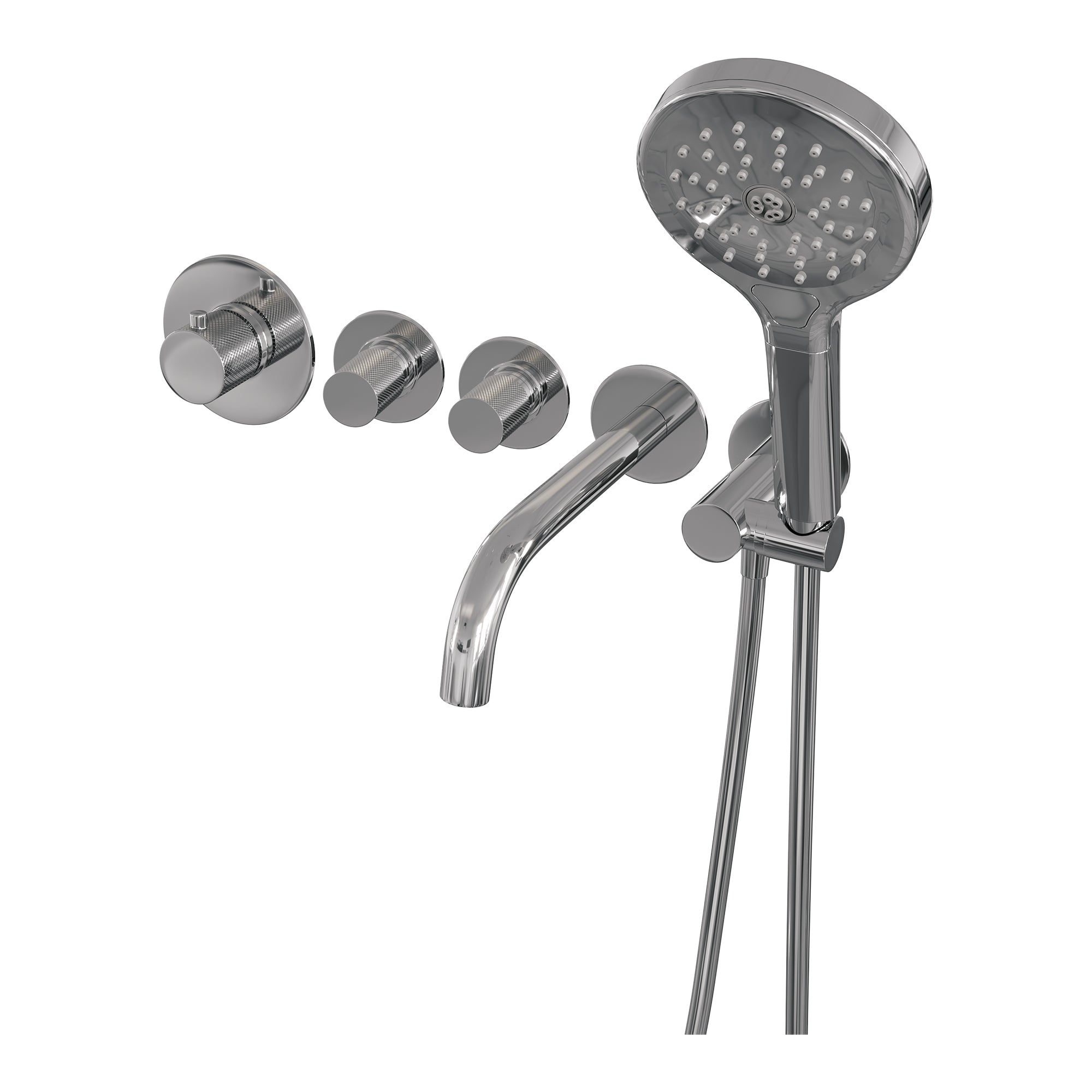 Brauer Copper Carving inbouw badthermostaat met uitloop - 3-standen handdouche - Geborsteld Koper PVD -  5-GK-094