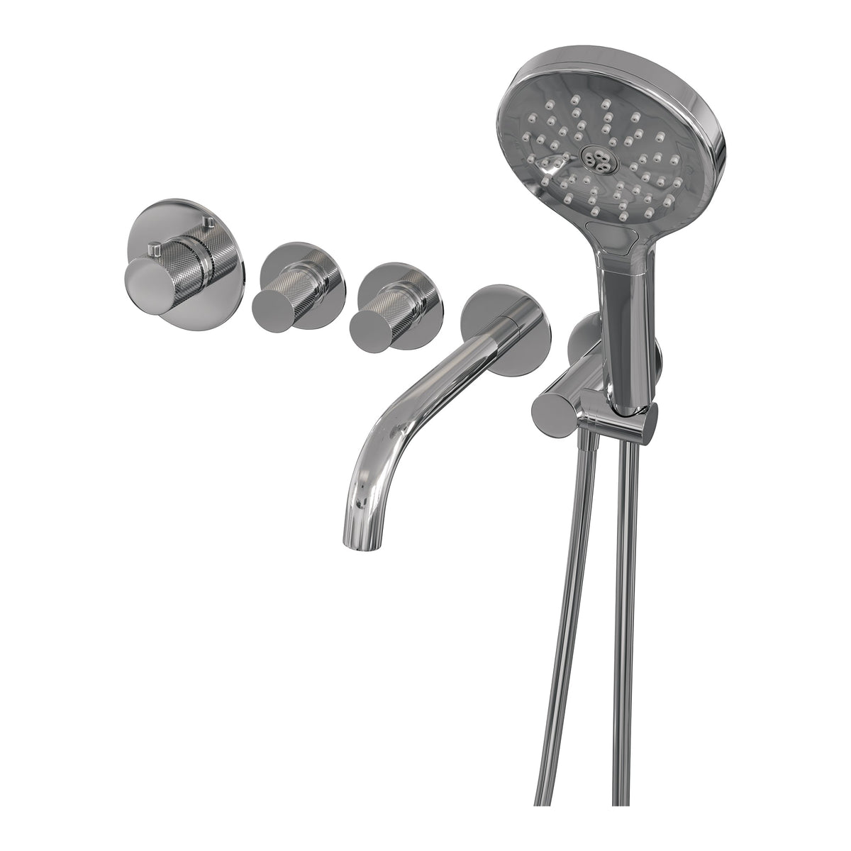 Brauer Copper Carving inbouw badthermostaat met uitloop - 3-standen handdouche - Geborsteld Koper PVD -  5-GK-094