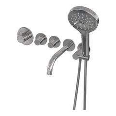 Brauer Copper Carving inbouw badthermostaat met uitloop - 3-standen handdouche - Geborsteld Koper PVD -  5-GK-094
