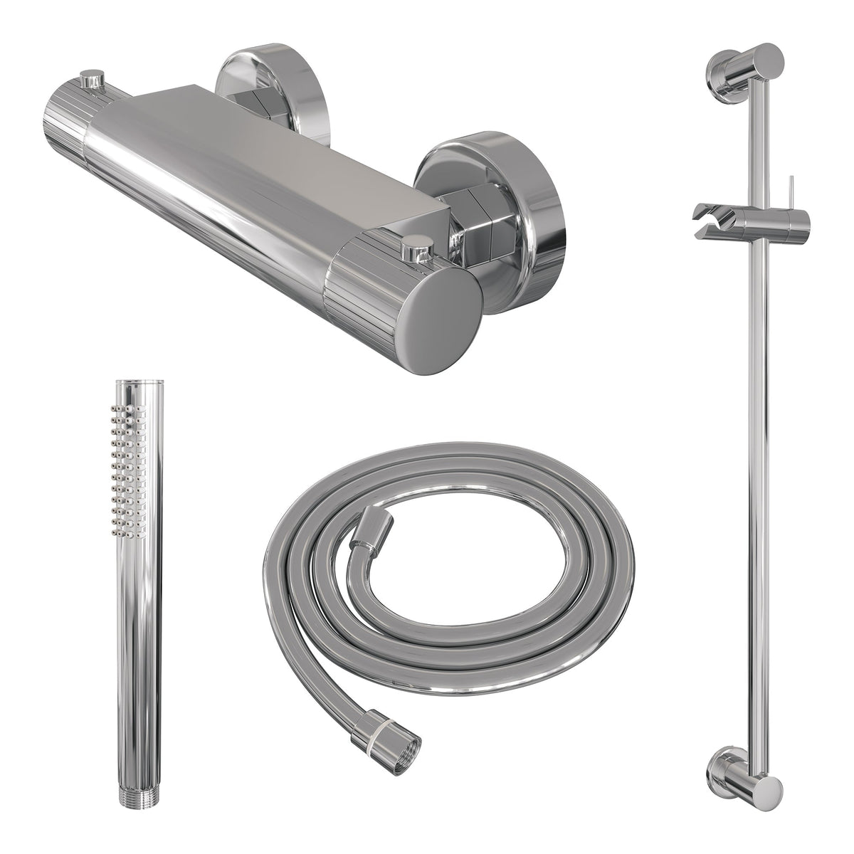 Brauer Stripe opbouw glijstangset - staafhanddouche - chroom