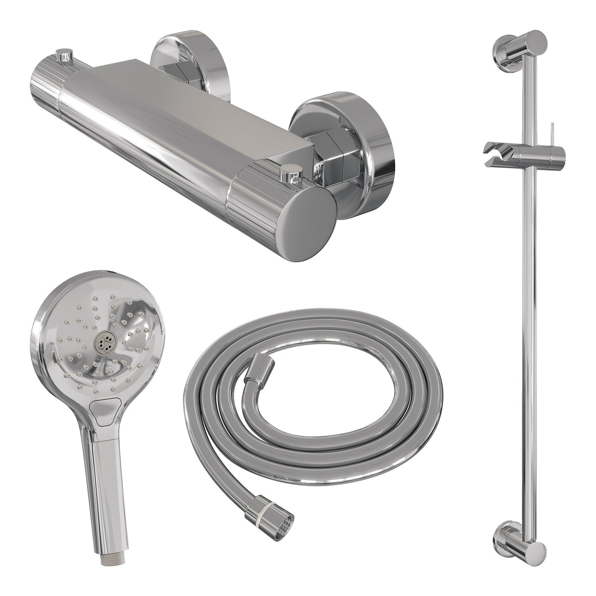 Brauer Stripe opbouw glijstangset - 3-standen handdouche - chroom