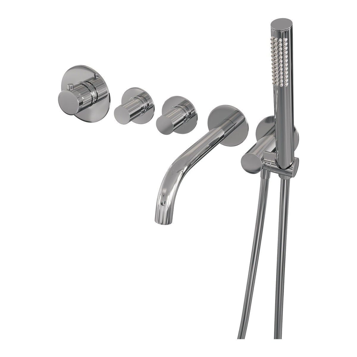 Brauer Stripe inbouw badthermostaat met uitloop - staafhanddouche - chroom