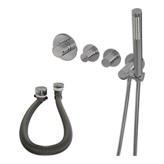 Brauer Stripe inbouw badthermostaat met badvulcombinatie - staafhanddouche - chroom