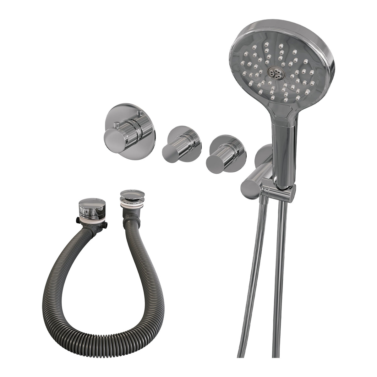 Brauer Stripe inbouw badthermostaat met badvulcombinatie - 3-standen handdouche - chroom
