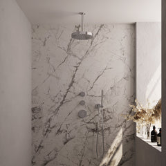 Brauer Stripe inbouw regendoucheset met 2 stopkranen  - 20cm plafondbuis - staafhanddouche - wandhouder - chroom
