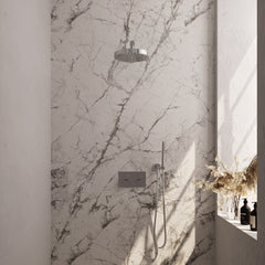 Brauer Stripe inbouw regendoucheset met drukknoppen - rechte wandarm - staafhanddouche - wandhouder - chroom