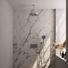 Brauer Stripe inbouw regendoucheset met drukknoppen  - 20cm plafondbuis - 3-standen handdouche - wandhouder - chroom