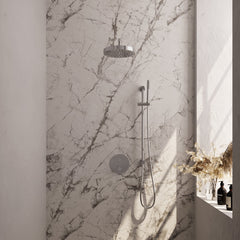 Brauer Stripe inbouw regendoucheset rond - gebogen wandarm - staafhanddouche - glijstang - chroom