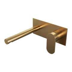 Brauer Edition inbouw wastafelkraan - rechte uitloop - achterplaat - hendel rechts - Geborsteld Goud PVD - 5-GG-004-S3
