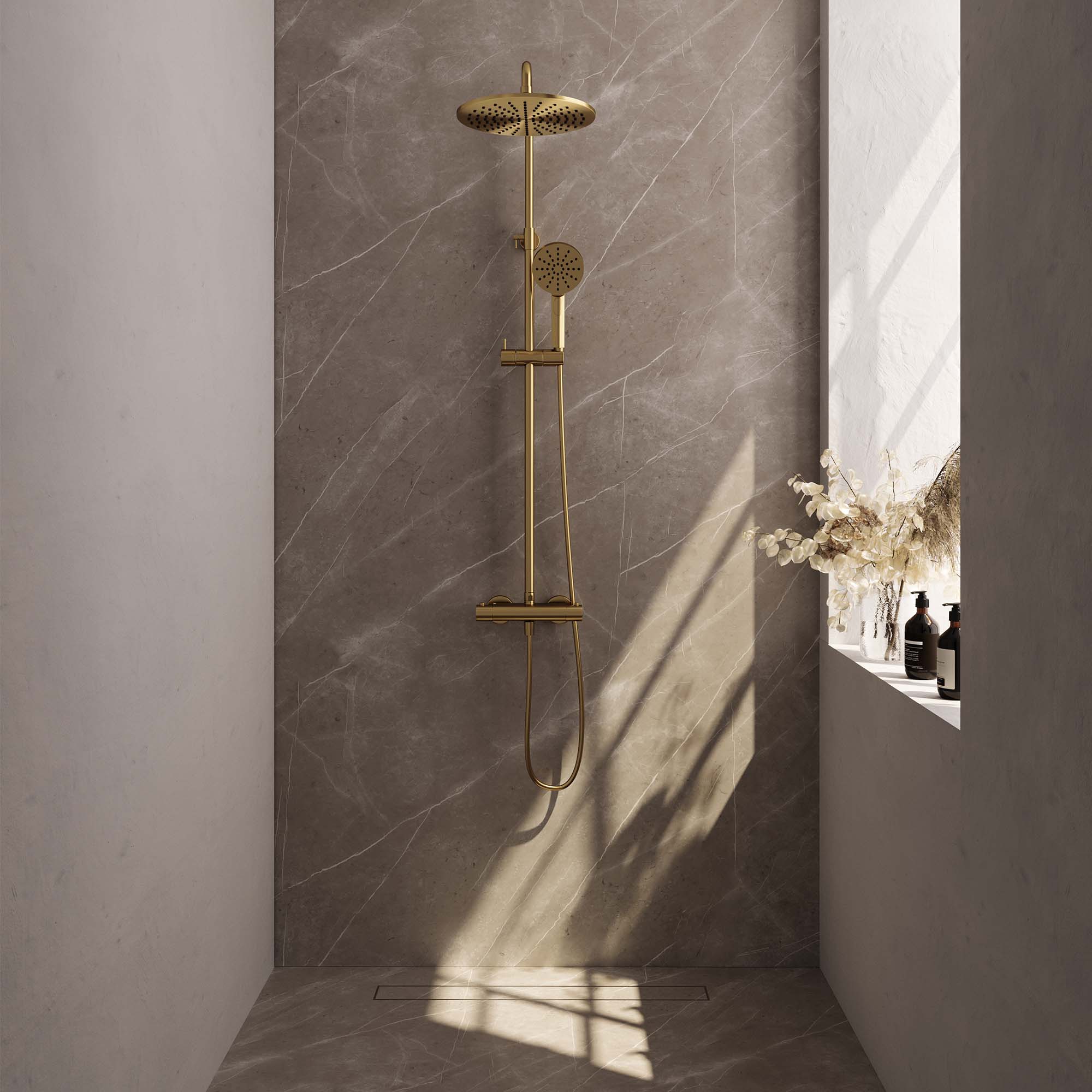 Brauer Gold Edition stortdoucheset - hoofddouche 30cm - ronde handdouche - Geborsteld Goud PVD -  5-GG-007-4