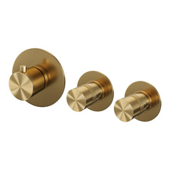 Brauer Edition inbouwthermostaat met 2 stopkranen Geborsteld Goud PVD