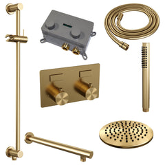 Brauer Edition inbouw doucheset - staafhanddouche - 20cm hoofdouche - rechte wandarm - glijstang - geborsteld rvs PVD