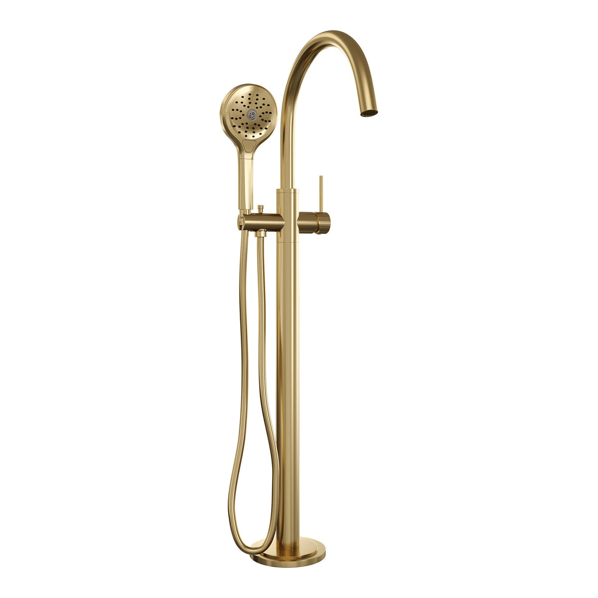 Brauer Stripe vrijstaande badmengkraan - 3-standen handdouche - Geborsteld Goud PVD