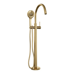 Brauer Stripe vrijstaande badmengkraan - 3-standen handdouche - Geborsteld Goud PVD