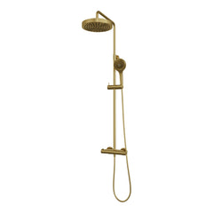 Brauer Stripe opbouw regendoucheset - 3-standen handdouche - Geborsteld Goud PVD