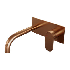 Brauer Edition inbouw wastafelkraan - gebogen uitloop - achterplaat - hendel rechts - Geborsteld Goud PVD - 5-GG-004-B3