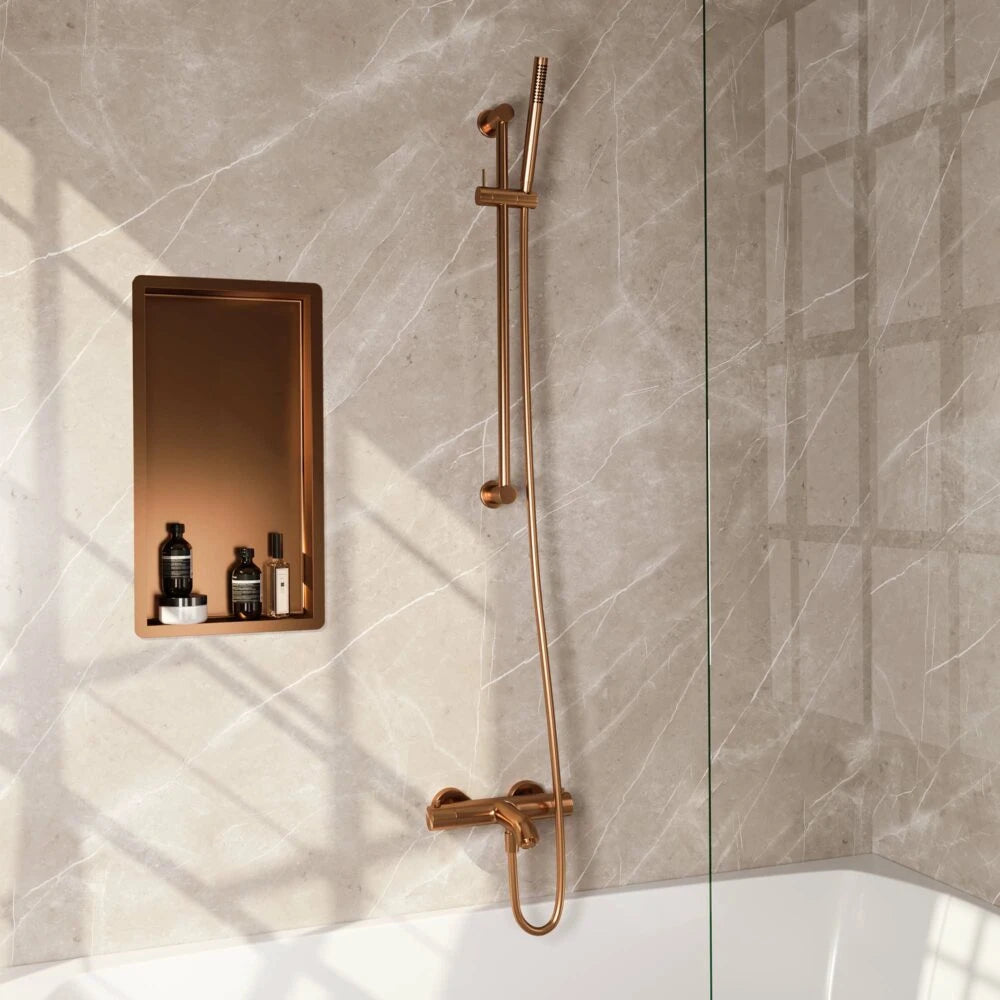 BRAUER Copper Edition opbouw baddouche met glijstang en staafhanddouche - Geborsteld koper PVD