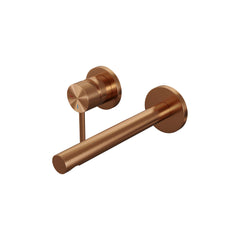 Brauer Carving inbouw wastafelkraan - rechte uitloop - rozetten - hendel links - Geborsteld Goud PVD - 5-GG-083-S6-65