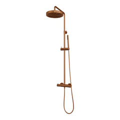 Brauer Stripe opbouw regendoucheset - staafhanddouche - Geborsteld Koper PVD