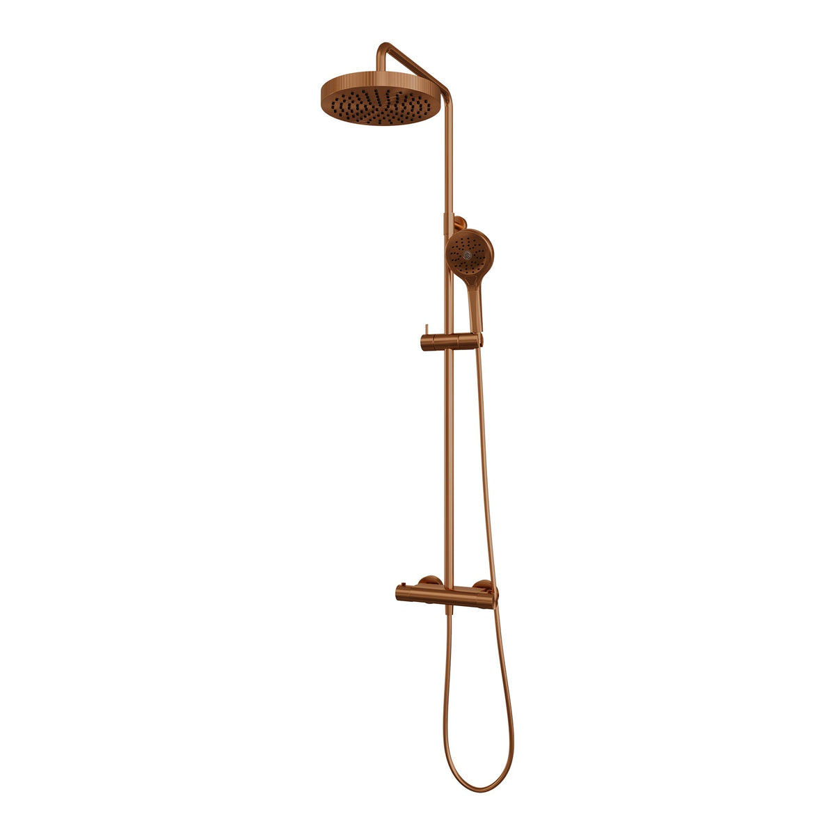 Brauer Stripe opbouw regendoucheset - 3-standen handdouche - Geborsteld Koper PVD