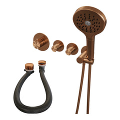 Brauer Stripe inbouw badthermostaat met badvulcombinatie - 3-standen handdouche - Geborsteld Koper PVD