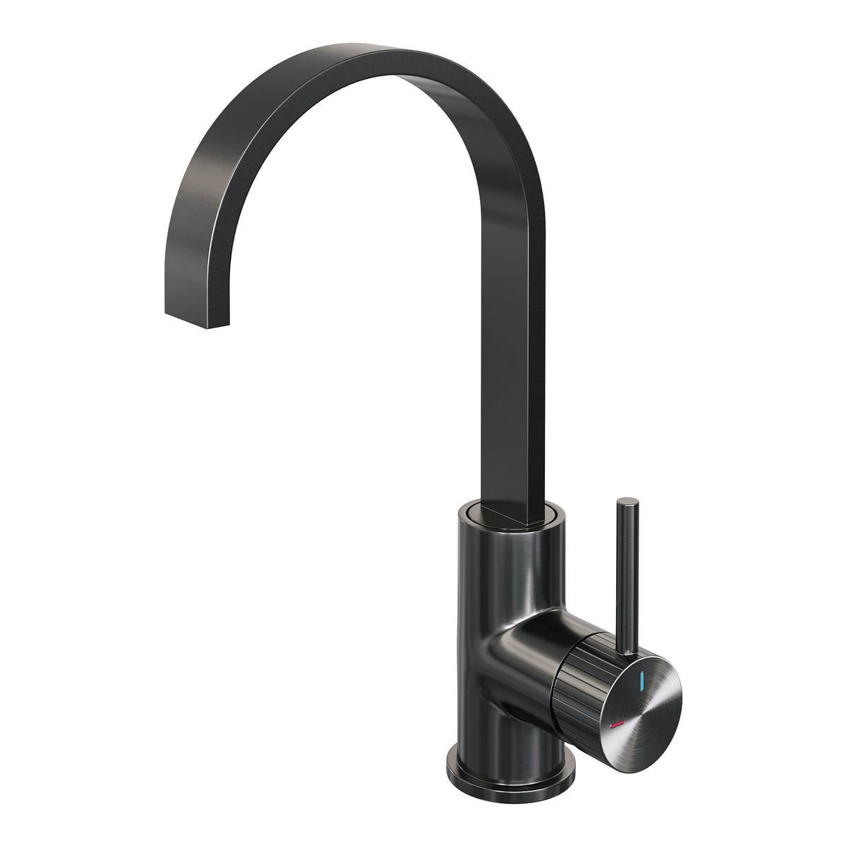 Brauer Stripe wastafelkraan hoog cascade - Geborsteld Gunmetal PVD