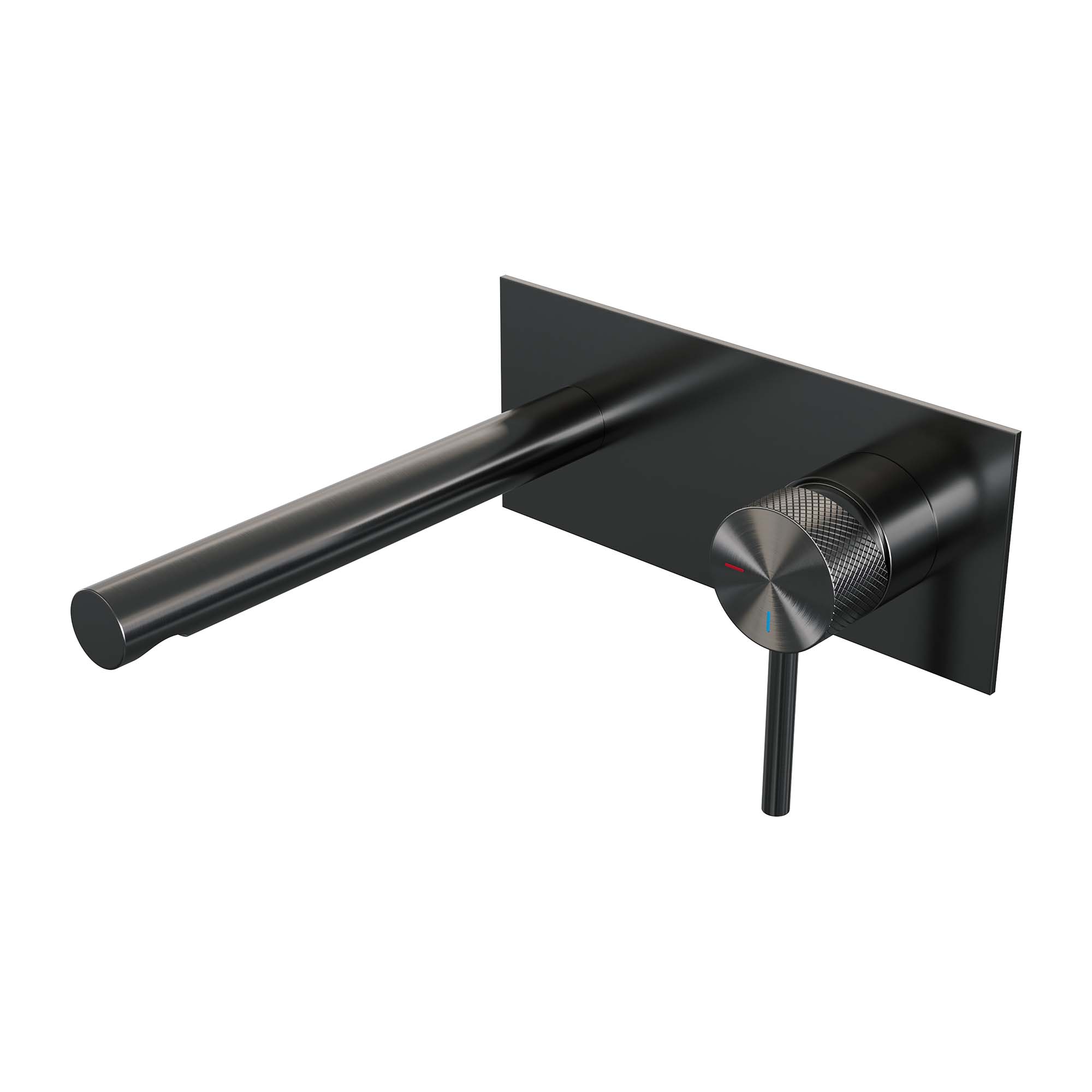 Brauer Carving inbouw wastafelkraan - rechte uitloop - achterplaat - hendel rechts - Mat Zwart - 5-S-004-S6