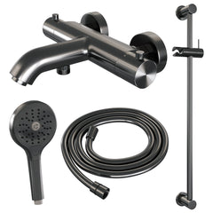 Brauer Edition badthermostaat Glijstangset - 3 standen handdouche - Geborsteld Gunmetal PVD