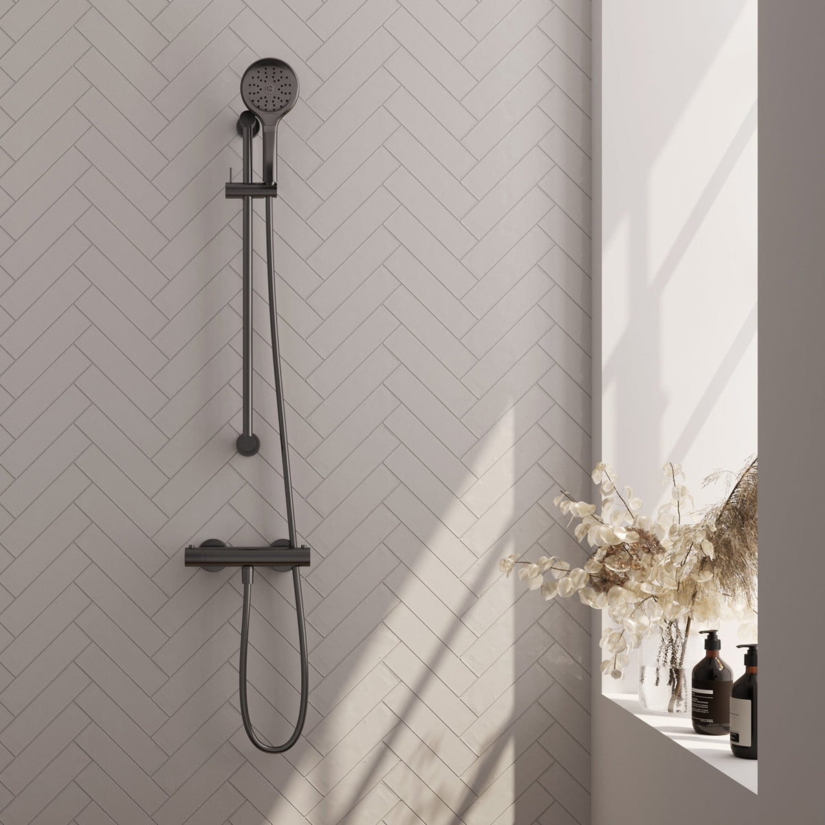 Brauer Edition glijstangset - 3 standen handdouche - Geborsteld Gunmetal PVD