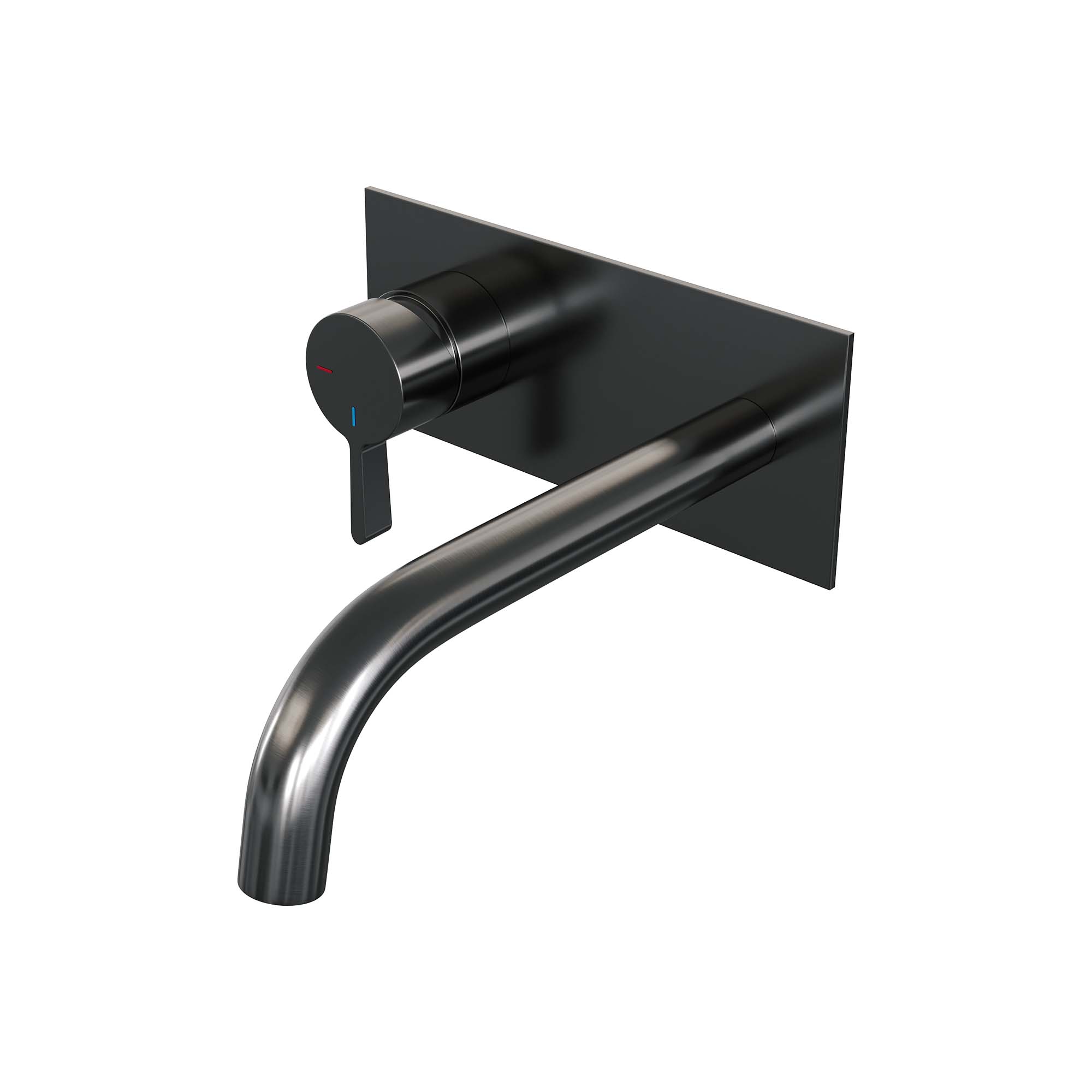 Brauer Edition inbouw wastafelkraan - gebogen uitloop - achterplaat - hendel links - Geborsteld Goud PVD - 5-GG-083-B1