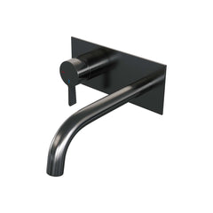 Brauer Edition inbouw wastafelkraan - gebogen uitloop - achterplaat - hendel links - Geborsteld Goud PVD - 5-GG-083-B1