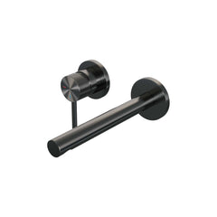 Brauer Carving inbouw wastafelkraan - rechte uitloop - rozetten - hendel links - Geborsteld RVS PVD - 5-NG-083-S6-65