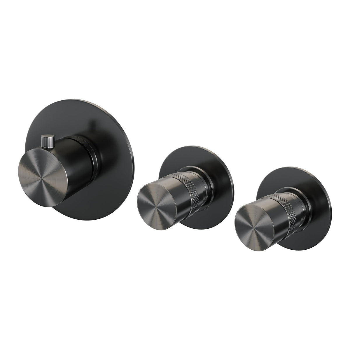 Brauer Edition inbouwthermostaat met 2 stopkranen Geborsteld Gunmetal PVD