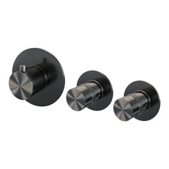Brauer Edition inbouwthermostaat met 2 stopkranen Geborsteld Gunmetal PVD