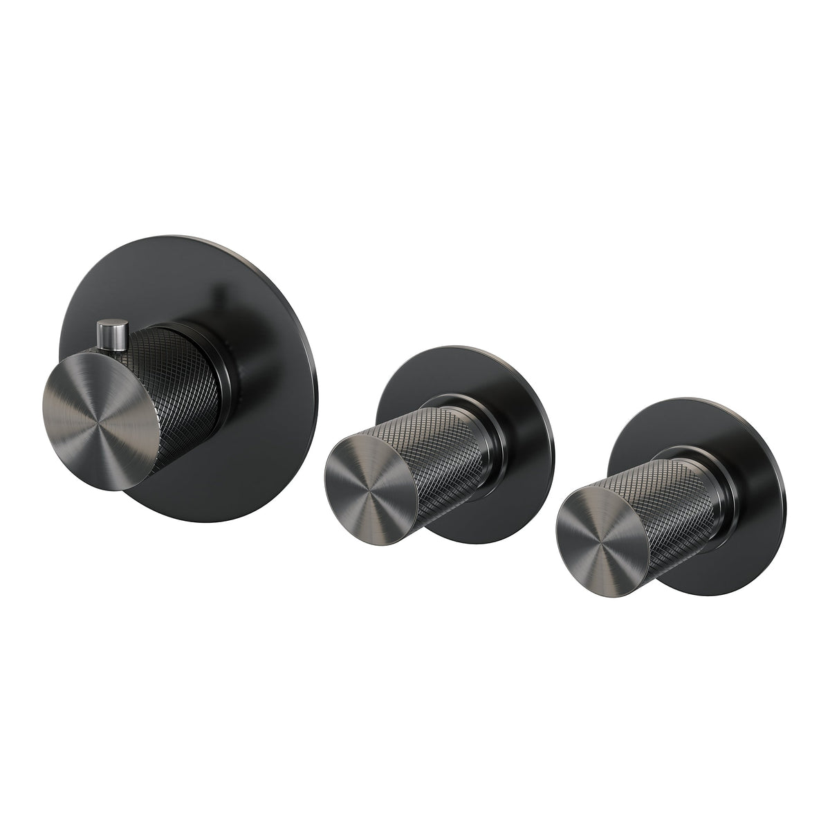 Brauer Carving inbouwthermostaat en 2 stopkranen met in- en afbouwdelen Geborsteld Gunmetal PVD