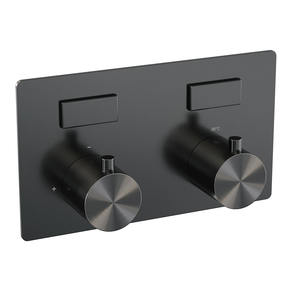 Brauer Edition 2-weg inbouwthermostaat met drukknoppen - Geborsteld Gunmetal PVD