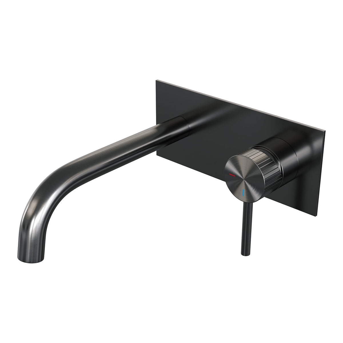 Brauer Stripe inbouw wastafelkraan - gebogen uitloop - achterplaat - hendel 1 rechts - Geborsteld Gunmetal PVD