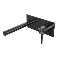 Brauer Stripe inbouw wastafelkraan - rechte uitloop - achterplaat - hendel 1 rechts - Geborsteld Gunmetal PVD